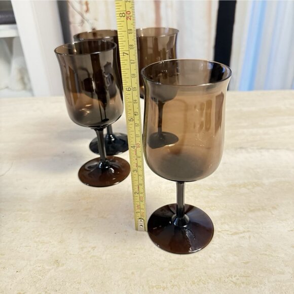 Set Of 4 Vintage Lenox ~ Espresso Brown ~ Crystal Wine Glasses 8 oz - Picture 4 of 5